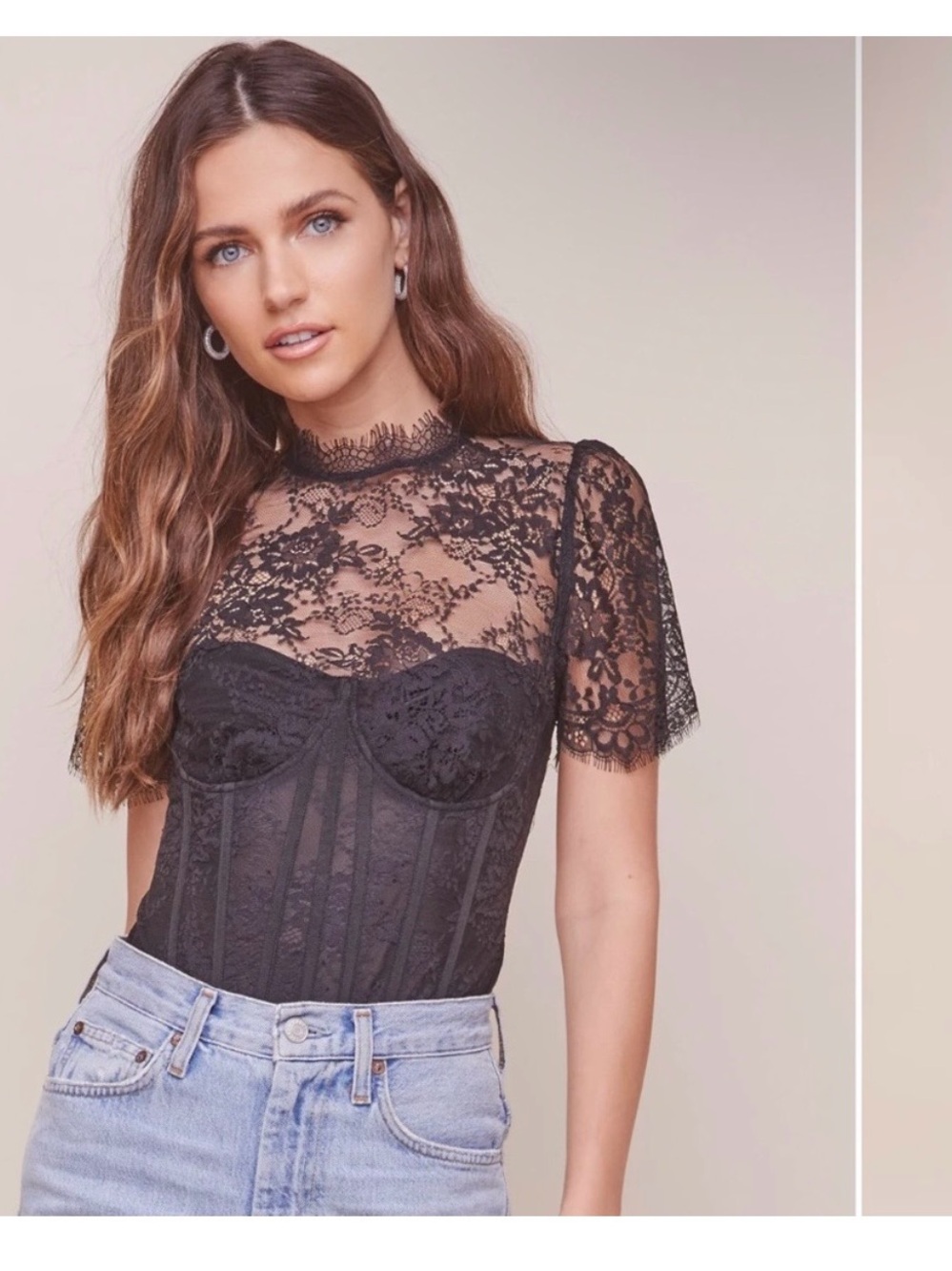 Black Lace Sheer Corset Top astr the label